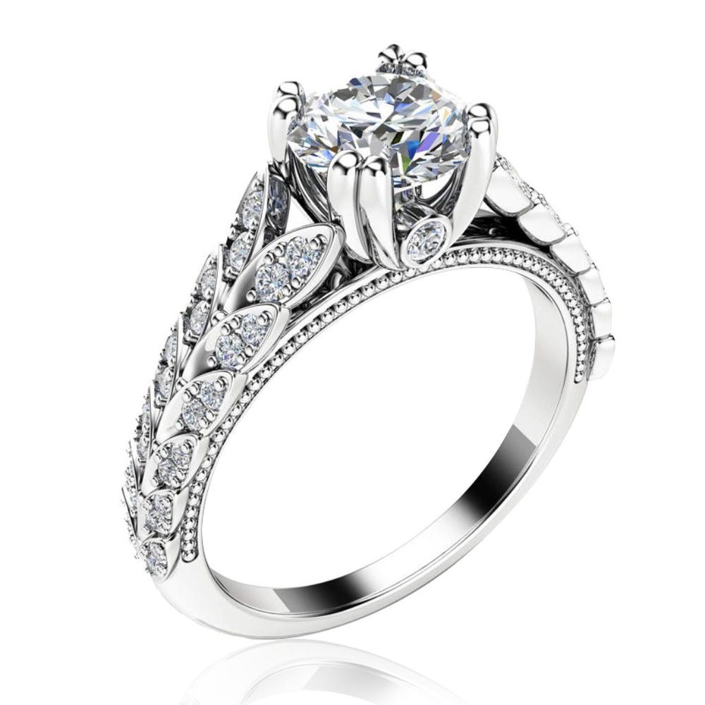 925 Silver Crystal Zircon Stone Unique Leaf Design Ring for Women, VIP341 - Picture 6 of 10